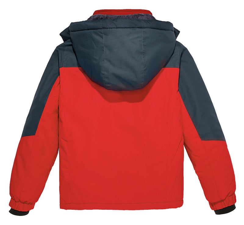 wantdo Boys' Winter Outerwear Jackets & Coats Waterproof Ski Jackets with Hood Red 14-16 - Image 2